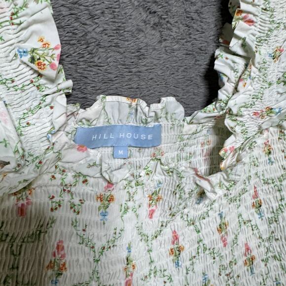 Hill House The Ellie Nap Smocked Dress Pastel Trellis White Floral Size M Cottag - Picture 3 of 6